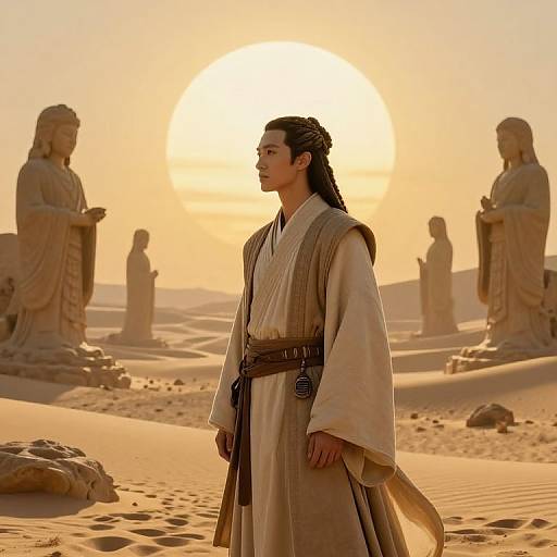 Padawan in Surreal Desert Landscape