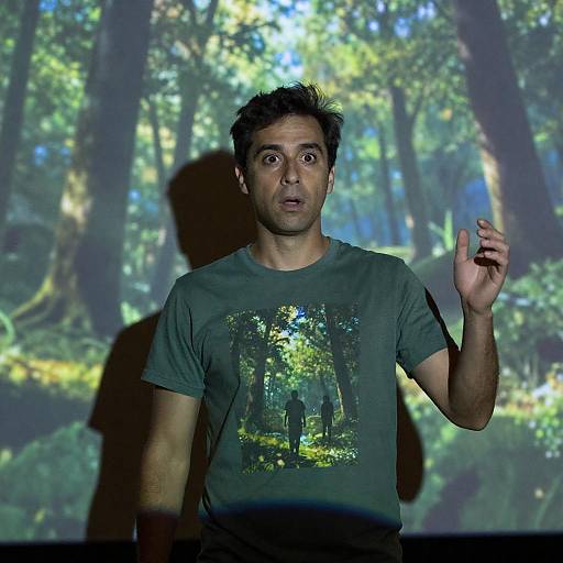 Surprised Man in Forest Projection