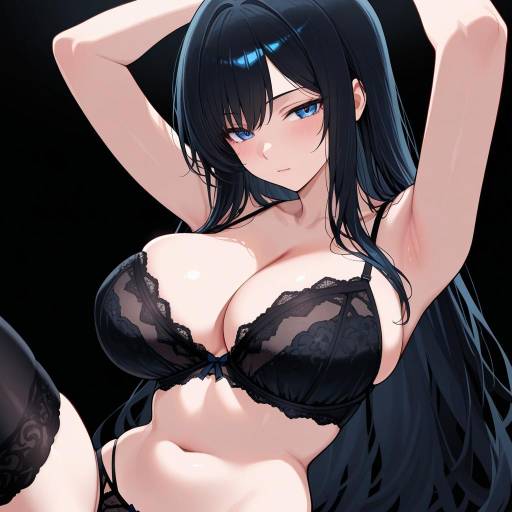 Elegant Woman in Black Lingerie Pose Elegant Woman in Black Lingerie Pose