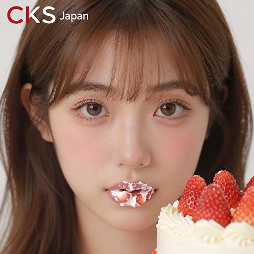 Close-Up of Young Asian Woman with Cake