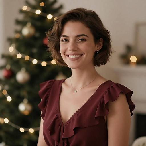Smiling Woman in Holiday Setting
