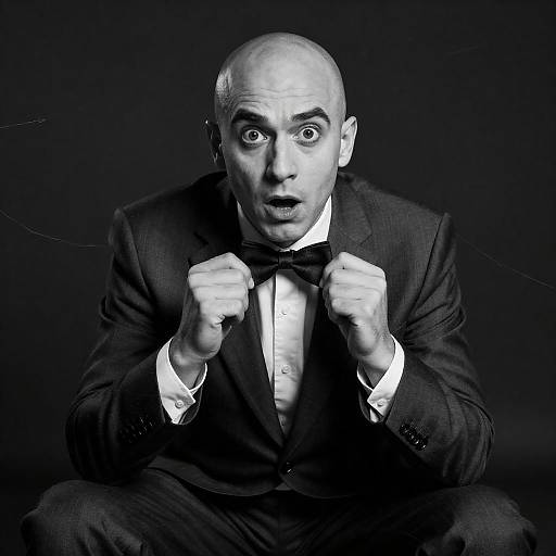 Dramatic Black-and-White Shocked Man
