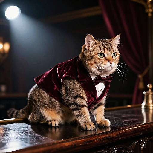 Turkish Van Cat in Velvet Jacket