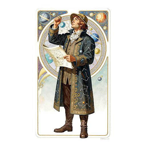 Art Nouveau Street Astrologer Illustration