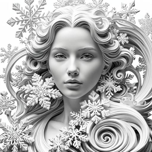 Whimsical 3D Sculpture with Snowflakes