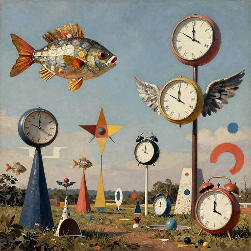 Surreal Dadaist Landscape with Lantern Fish