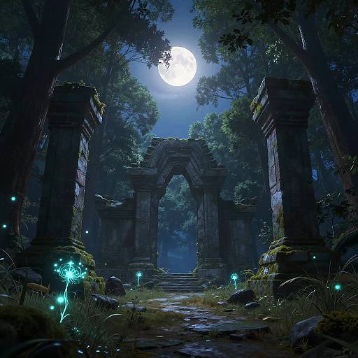 Twilight Forest with Luminous Spores