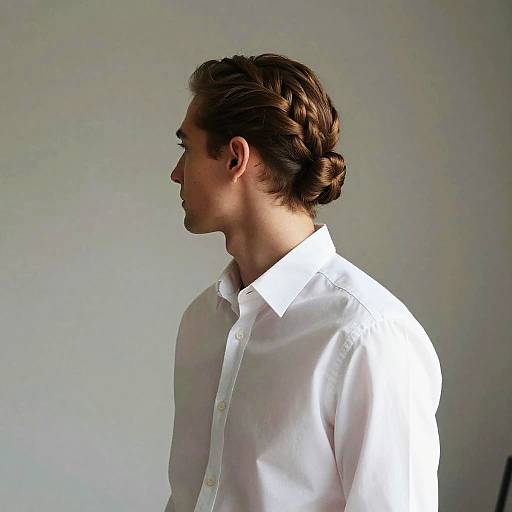 Braided Bun Man Fashion Portrait