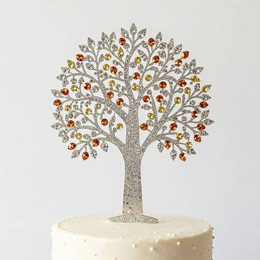 Silver Tree Wedding Cake Topper with Crystals