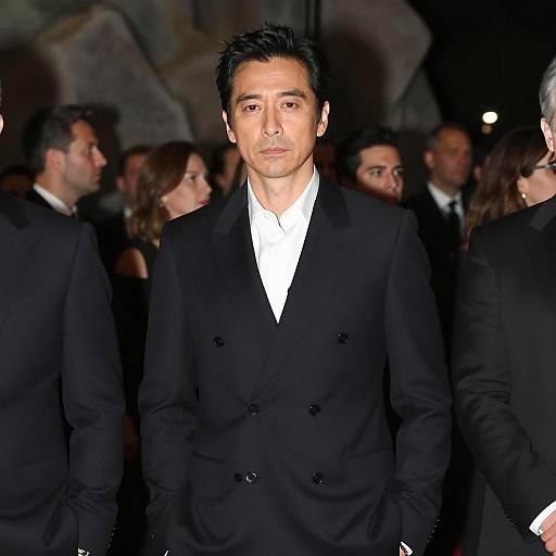 Man in Black Suit at Dimly Lit Event