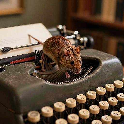 Mouse on Vintage Typewriter
