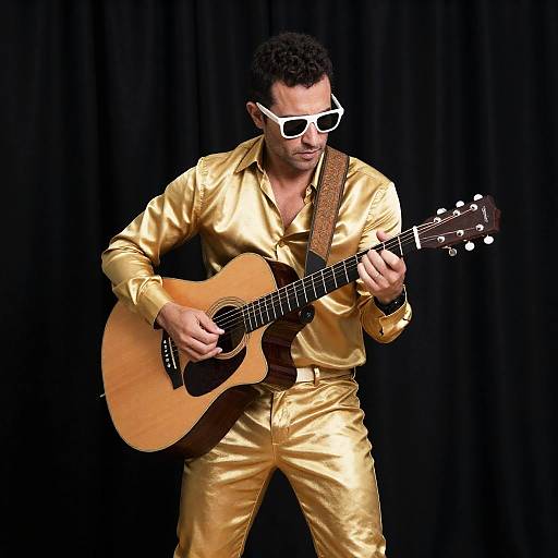 Shiny Gold Performer with Acoustic Guitar