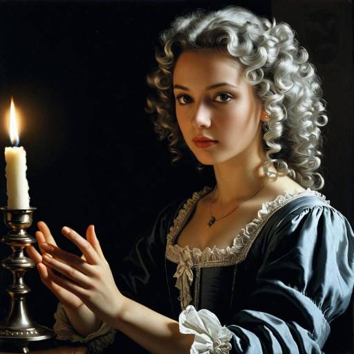 Baroque-Style Portrait of Young Woman with Candlelight