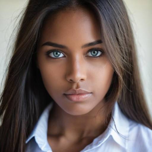 Realistic Portrait of a Dark-Skinned Girl