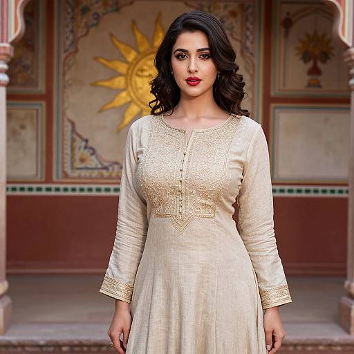 Elegant Woman in Traditional Rajasthan Haveli