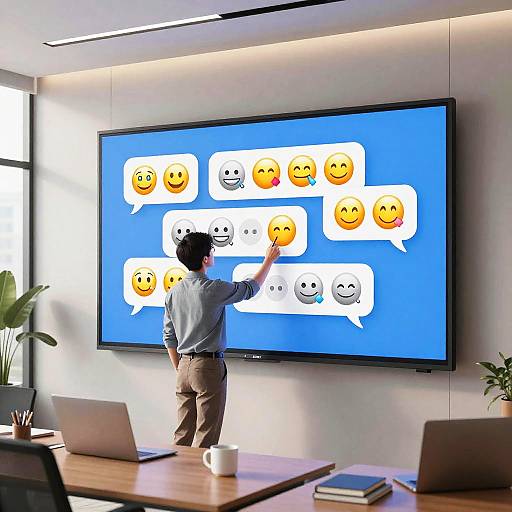 Designer Erasing Emojis on Digital Screen