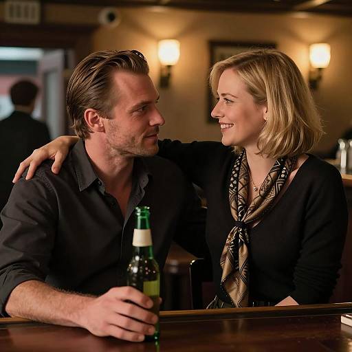 Romantic Encounter in a Cozy Bar