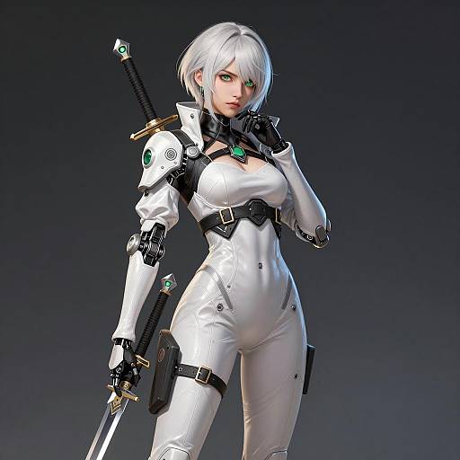 Cyberpunk Female Warrior in Dark Setting