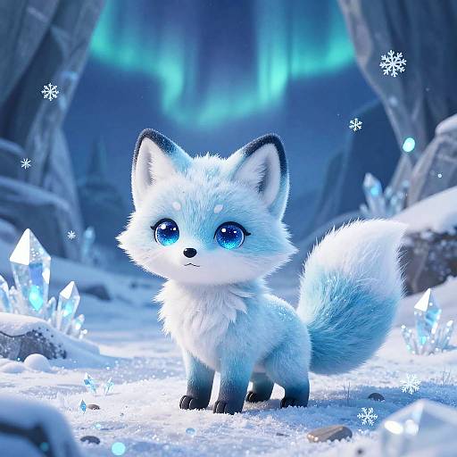 Chibi Snow Fox in Glacial Cave