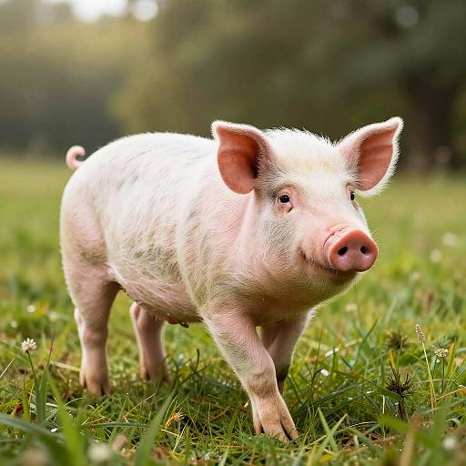 Whimsical Pig Strolling Through Meadow
