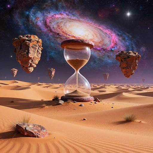 Surreal Desert with Floating Rocks