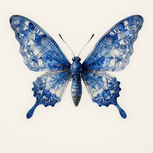 Intricate Lacewing on Blue Orchid