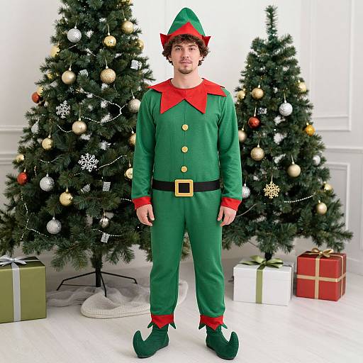 Man in Christmas Elf Costume