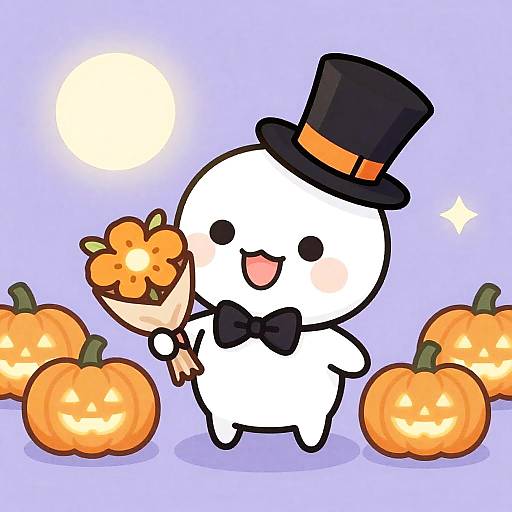 Whimsical Tiny Skeleton with Flower Bouquet