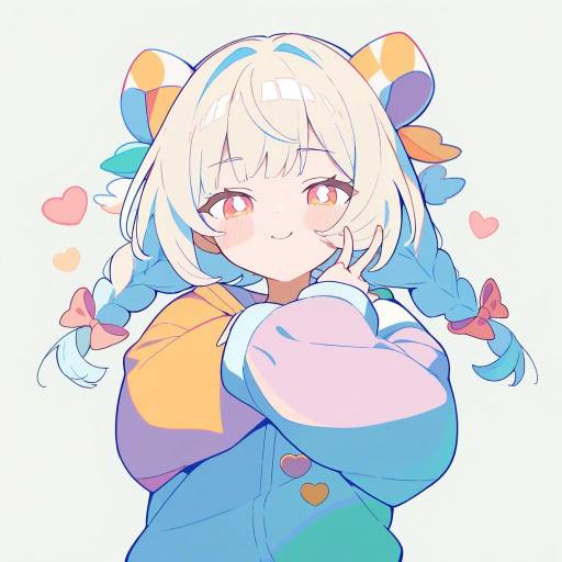 Cheerful Anime Girl in Pastel Hoodie