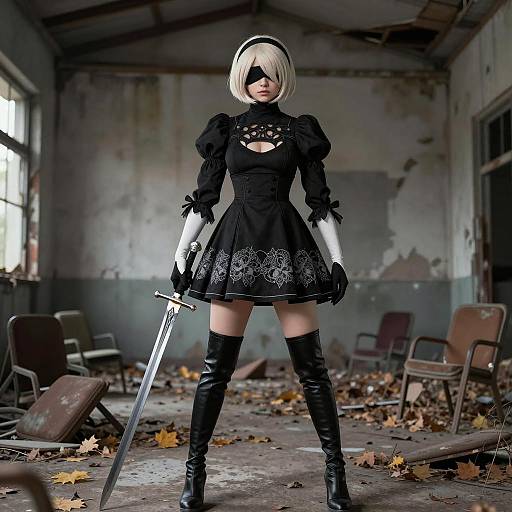 Confident Warrior in an Urban Wasteland