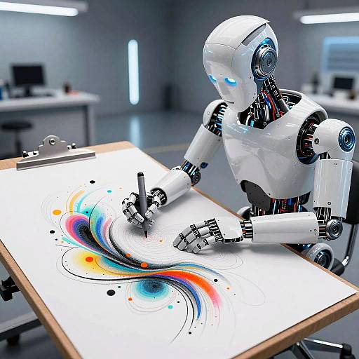 AI Robot Tattoo Artist Sketching Designs