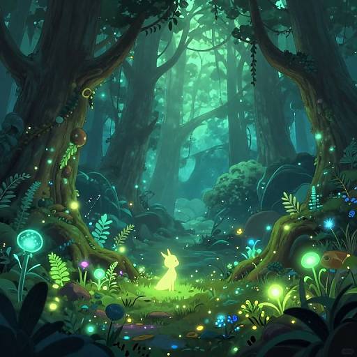 Enchanted Forest with Bioluminescent Glow