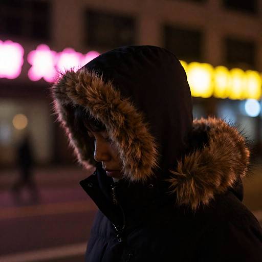 Mysterious Figure in Neon Night