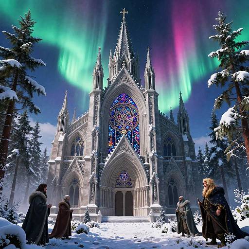 Elven Cathedral in Snowbound Pine Forest