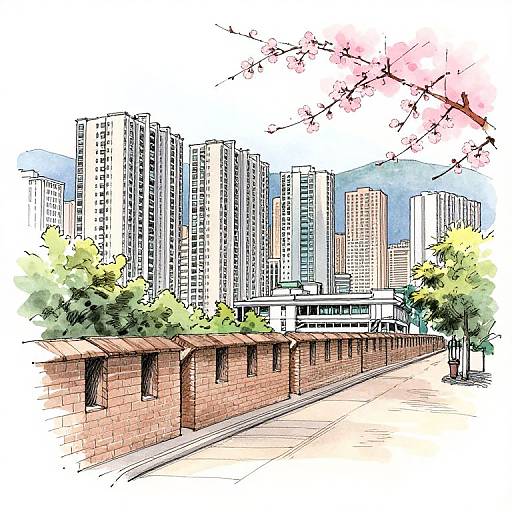 Kowloon Walled City Urban Sketch