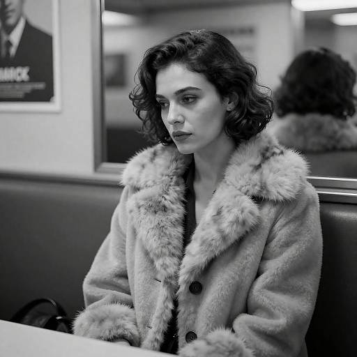 Serious Woman in Vintage Booth