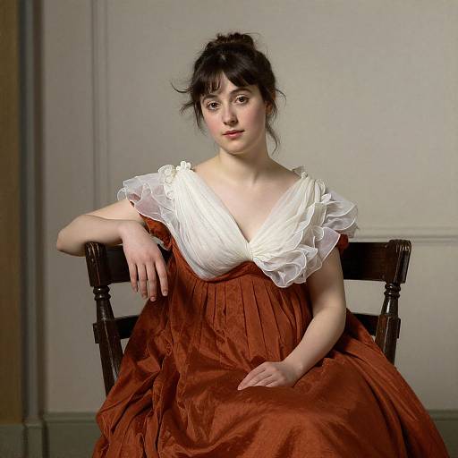 Graceful Woman in Rust-Colored Gown