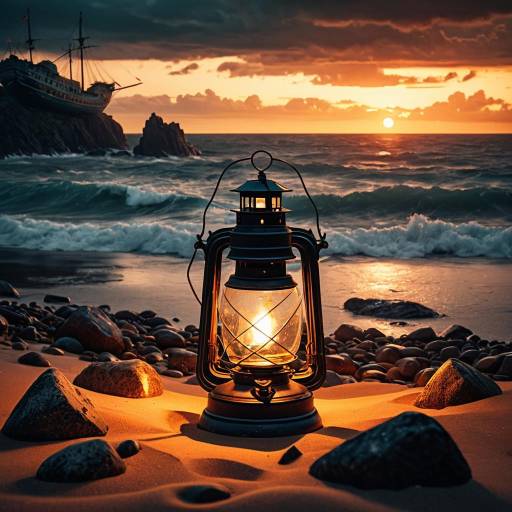 Haunting Lantern in a Stormy Bay Haunting Lantern in a Stormy Bay