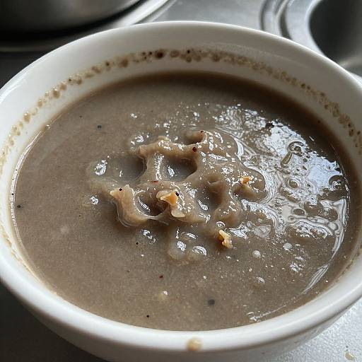 Close-Up of Unappealing Gelatinous Soup