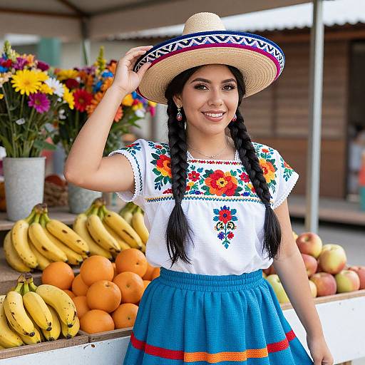 Portrait of Latina Woman in Traditional Attire