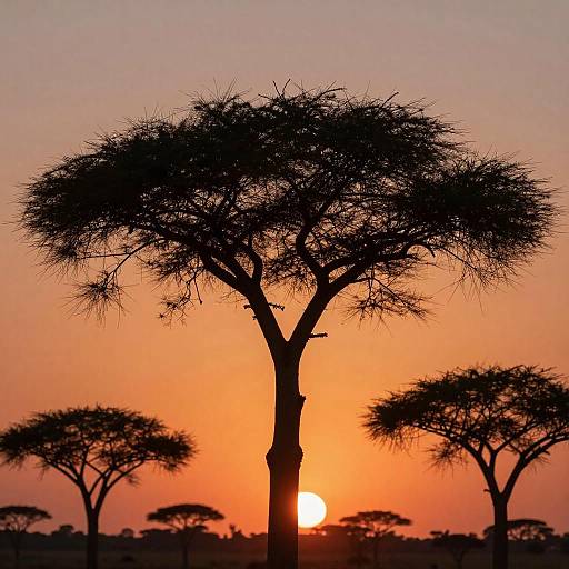 Stunning Sunset with Silhouetted Acacia Tree