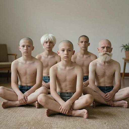 Indoor Fine Art Parody with Bald Boys