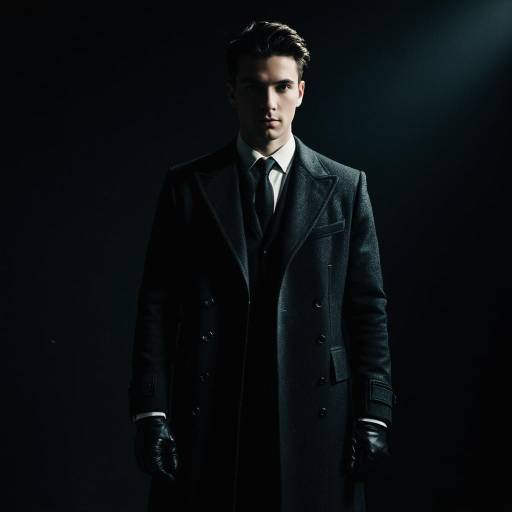 Man in Dark Tailored Suit with Long Coat
