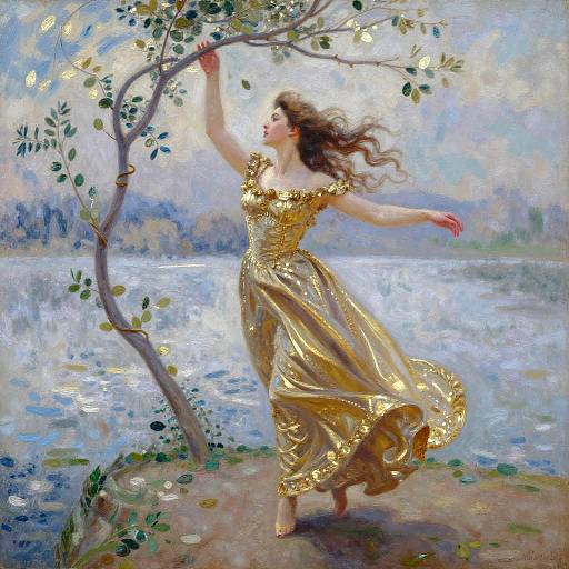 Monet-Style Gilded Evening on Cliff