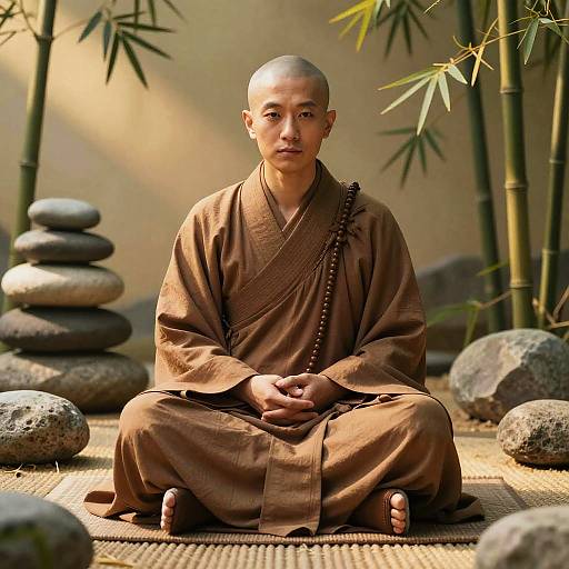 Ancient Monk in Zen Garden