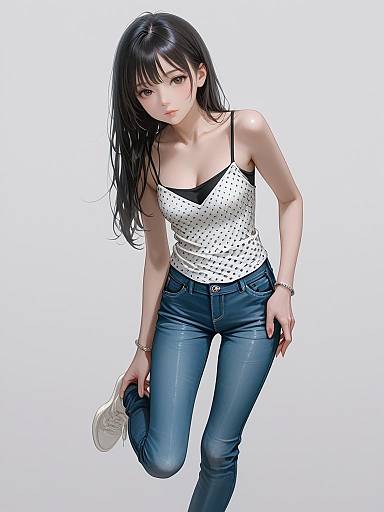 Young Woman in Casual Chic Outfit