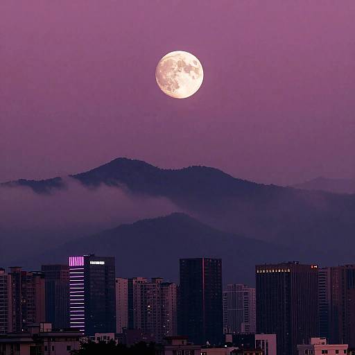 Topaz Moon Over Neon Cyberpunk City