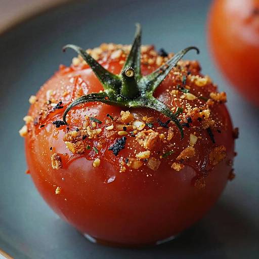 Close-Up Roasted Herb-Crusted Tomato