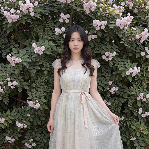 Spring Fairy Woman in Floral Dress