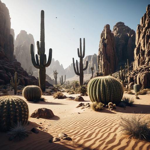Mystic Desert Valley with Giant Cacti Mystic Desert Valley with Giant Cacti